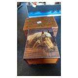 BX & INLAID WOOD  & BRASS TRINKET BOX