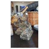 SET OF CLEAR GLASS HORSE BOOK ENDS