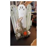FOLD OUT MINIATURE SCREEN, RABBIT, 2 BRASS PICTURE