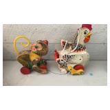 PULL TOY MONKEY & PULL TOY CHICKEN