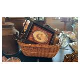BASKET OF LADIES HATS & PICTURE