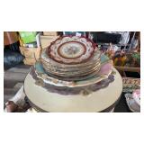 GROUP OF HAND PAINTED PLATES, RS PRUSSIA PLATE
