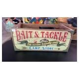 BAIT & TACKLE BOX, HAND PAINTED BX & COWBOY ON