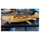 CARVED WOOD TROUT TRAY & FISH DECOR