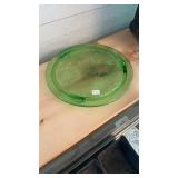 GREEN DEPRESSION GLASS CAKE PLATE