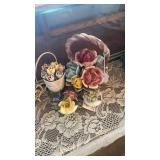 GROUP OF HAND PAINTED CHINA W/ FLOWERS