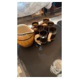 VINTAGE SIESTA WARE WESTERN MUG SET & BARREL