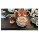 SADDLE PITCHER, PHEASANT PLANTER & GROUP OF