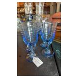 SET OF 4 BLUE GOBLETS