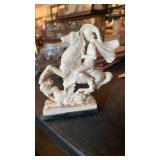 RESIN MARBLE GEORGE AND THE DRAGON SCULPTURE