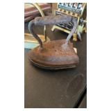 ANTIQUE IRON TRIVIT, STAND W/  MARBLE BASE