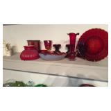 GROUP OF RED RUBY GLASS