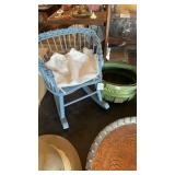GREEN HARVEST BASKET & DOLL ROCKER