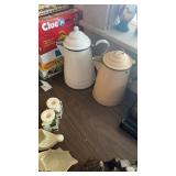 2 ENAMEL COFFEE POTS