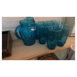 BLUE WATER SET W/ PITCHER & 8 GLASSES