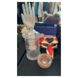 GENERAL PORCELAIN HAND FORM, MASK, 2 COVERED JARS
