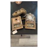 POST OFFICE BOX DOORS, BRASS FISH & PICTURE FRAME