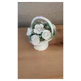 AYNSLEY HAND PAINTED CHINA BOUQUET BASKET, SMALL