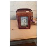 VINTAGE LEATHER BOUND CARRIAGE CLOCK
