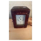 VINTAGE LEATHER BOUND CARRIAGE CLOCK