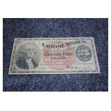 Antique 1863 Fractional Currency 25 Cent