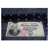 Antique 1869 -1875  Fractional Currency 50 Cent