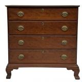 C. 1780 AMERICAN 4 DR CHIPPENDALE CHEST ON OGEE