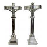 PR OF SILVERED SINUMBRA LAMPS, 21 1/2" TALL