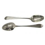 18THC. PR. LONG SPOONS BY PAUL REVERE SILVERSMITH