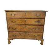 36" TIGER MAPLE 4 DR CHEST WITH FLAT BRACKET FEET