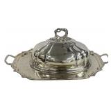 ENGLISH SHEFFIELD SILVER PLATED GOOSE DOME & TRAY