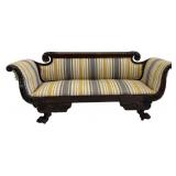 NY C. 1820 CLASSICAL PAW FOOTED SOFA WITH BLOSSOM