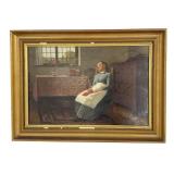 19THC. OIL/ CANVAS "AN AFTERNOON NAP" ON NY CANVAS