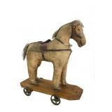 HORSE PULL TOY WITH IRON WHEELS