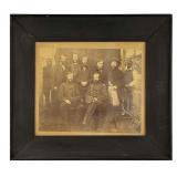 SEPIA TONE PHOTO OF DIGNITARIES & SOLDIERS