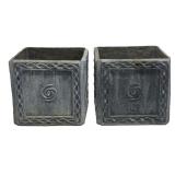 PR OF SQUARE LEAD PATIO PLANTERS