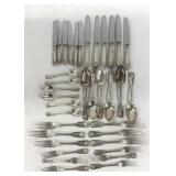 TH. MULLER .750 FINE SILVER FLATWARE, HEAVILY CAS