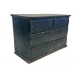 18THC. BLUE BLANKET CHEST OVER ONE DRAWER