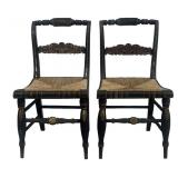 PR OF GILT STENCIL DECORATED TURTLE BACK FANCY