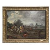 OIL/ CANVAS BATTLE SCENE SGND P. MEULENER, LABEL