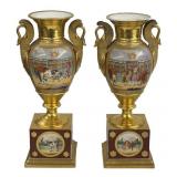 PR OF 19THC. OLD PARIS PORCELAIN CLASSICAL VASES