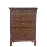 18THC. CT MAPLE TALL CHEST IN OLD RED WASH