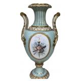 HAND PAINTED FRENCH ARTIST SIGNED PORCELAIN VASE