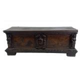 17THC. ITALIAN CASSONE WITH COAT OF ARMS & FULLY