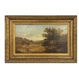 OIL / CANVAS, SGND  G. BASSETT 'HARVESTING HAY'