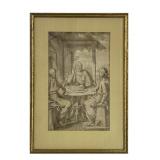 INK & GRAPHITE ON LAID PAPER 'SUPPER FOR EMMANUS'