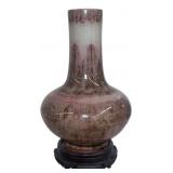 ANTIQUE  FLAMBE OR PEACH BLOOM GLAZED CHINESE VASE