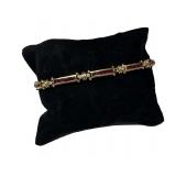 14 KT YELLOW GOLD BRACELET W/ DIAMOND & RUBY MELEE