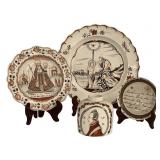 4 PCS. CREAMWARE INC. BAPTISM OF CHRIST PLATE,