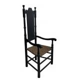 18THC. HUDSON VALLEY ARMCHAIR IN BLACK, ENDED